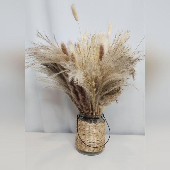 Rustic Pampas Grass Arrangement in Woven/Glass Vase - Picture 2 of 6